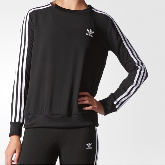 Adidas Tops - Adidas Originals Three Stripe‎ Chiffon Sweatshirt Size 8